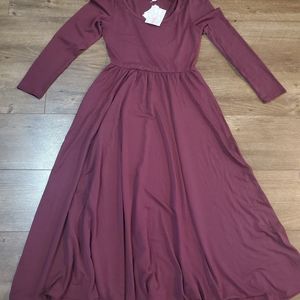 NWT- lularoe ryane- dress burgundy/wine